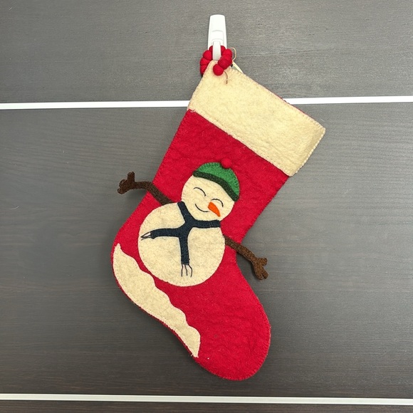 Arcadia Home Cream and Red Jolly Snowman Holiday Stocking - Picture 2 of 12